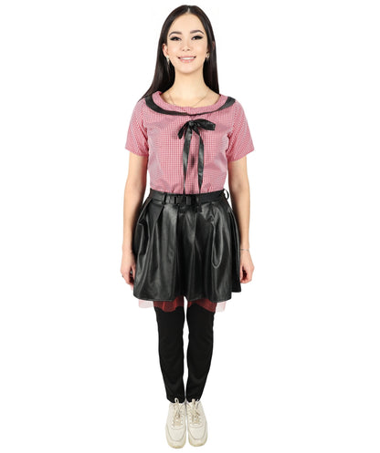 HPO Women's Horror Movie Character Misty Black and Red Gothic Costume, Perfect for Halloween, Flame-retardant Synthetic Fabric