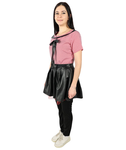HPO Women's Horror Movie Character Misty Black and Red Gothic Costume, Perfect for Halloween, Flame-retardant Synthetic Fabric