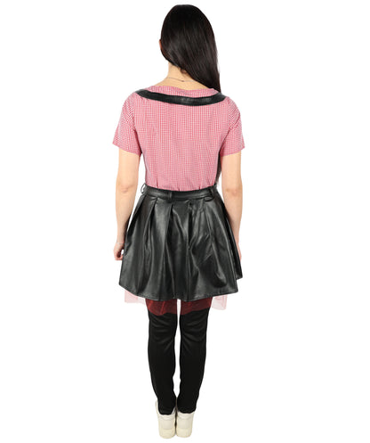HPO Women's Horror Movie Character Misty Black and Red Gothic Costume, Perfect for Halloween, Flame-retardant Synthetic Fabric