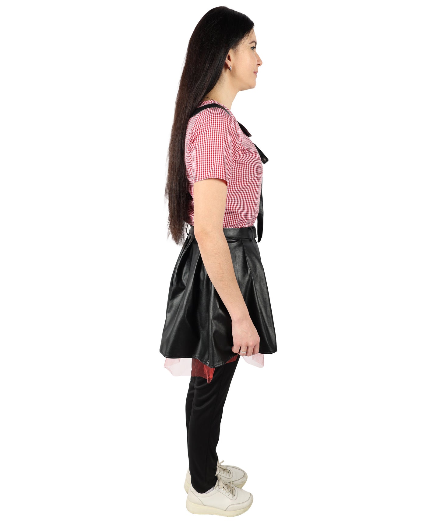 HPO Women's Horror Movie Character Misty Black and Red Gothic Costume, Perfect for Halloween, Flame-retardant Synthetic Fabric