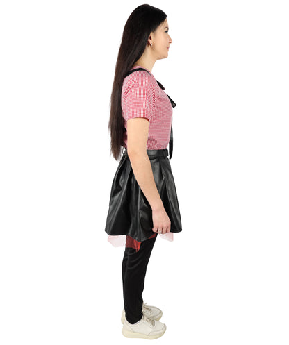 HPO Women's Horror Movie Character Misty Black and Red Gothic Costume, Perfect for Halloween, Flame-retardant Synthetic Fabric