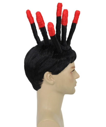 HPO  Men’s Island Boys Viral Twin Brothers Spiky Dreadlocks & Red Tips Wig