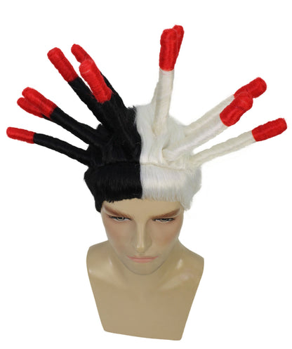 HPO  Men’s Island Boys Viral Twin Brothers Spiky Dreadlocks & Red Tips Wig