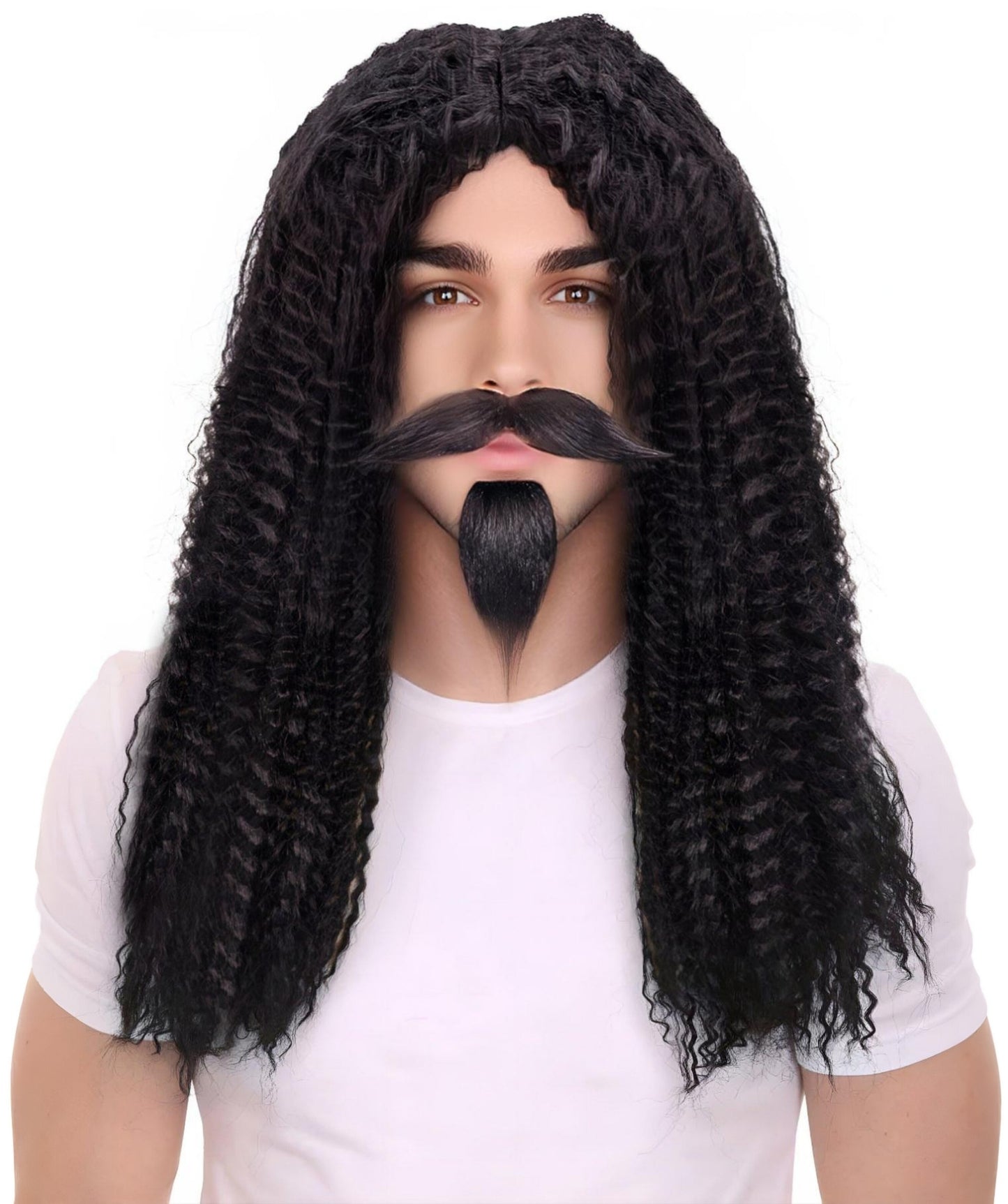 HPO Men's Black curly Musketeer Wig | Halloween Wig | Flame-retardant Synthetic Fiber