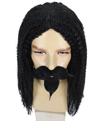HPO Men's Curly Musketeer Wig Beard & Mustache Set | Multicolor Options | Halloween and Cosplay Wig | Flame-retardant Synthetic Fiber
