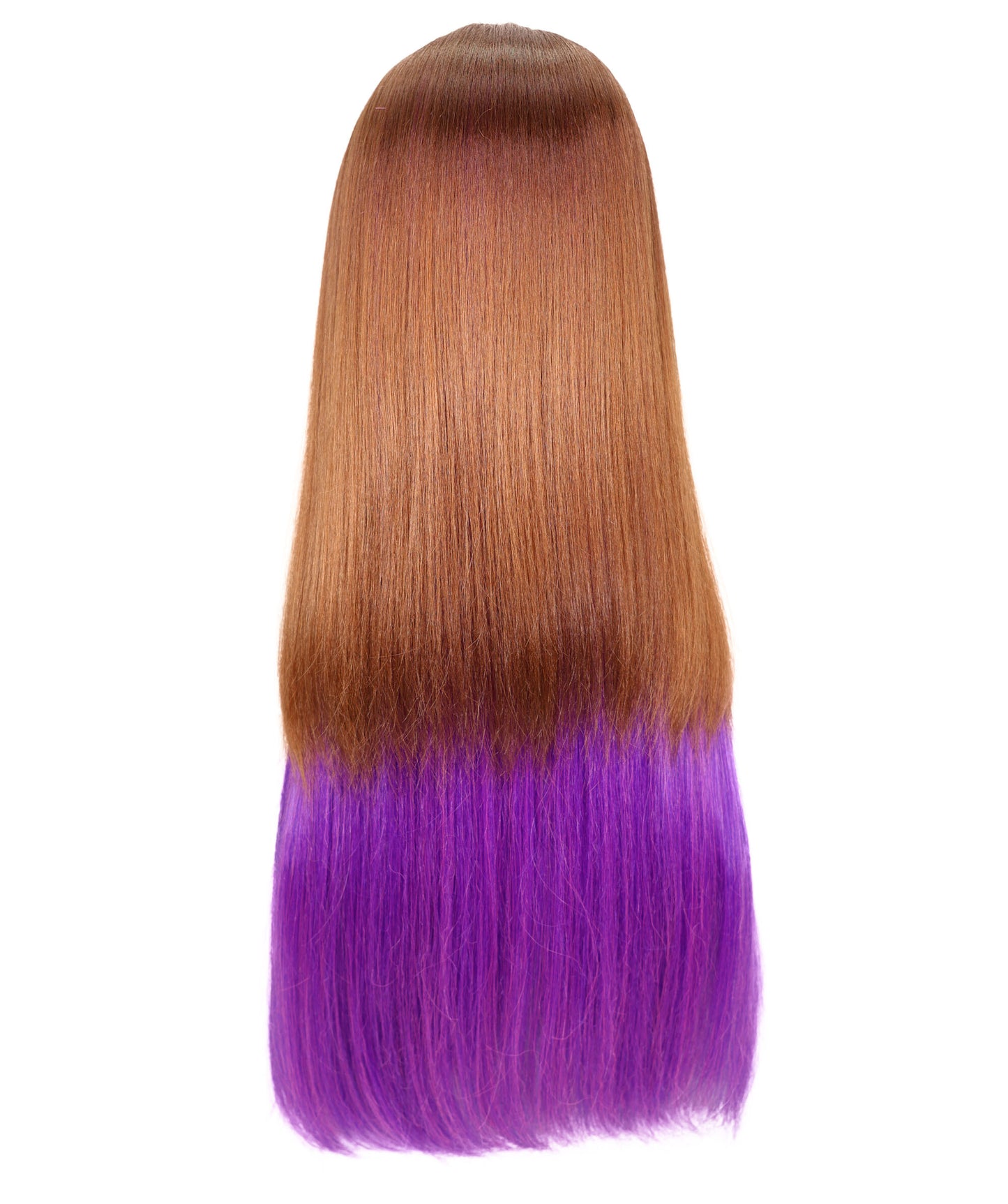 HPO Women's Doll Figure Long Straight Wig with Purple Streaks Wig | Flame-retardant Synthetic Fiber