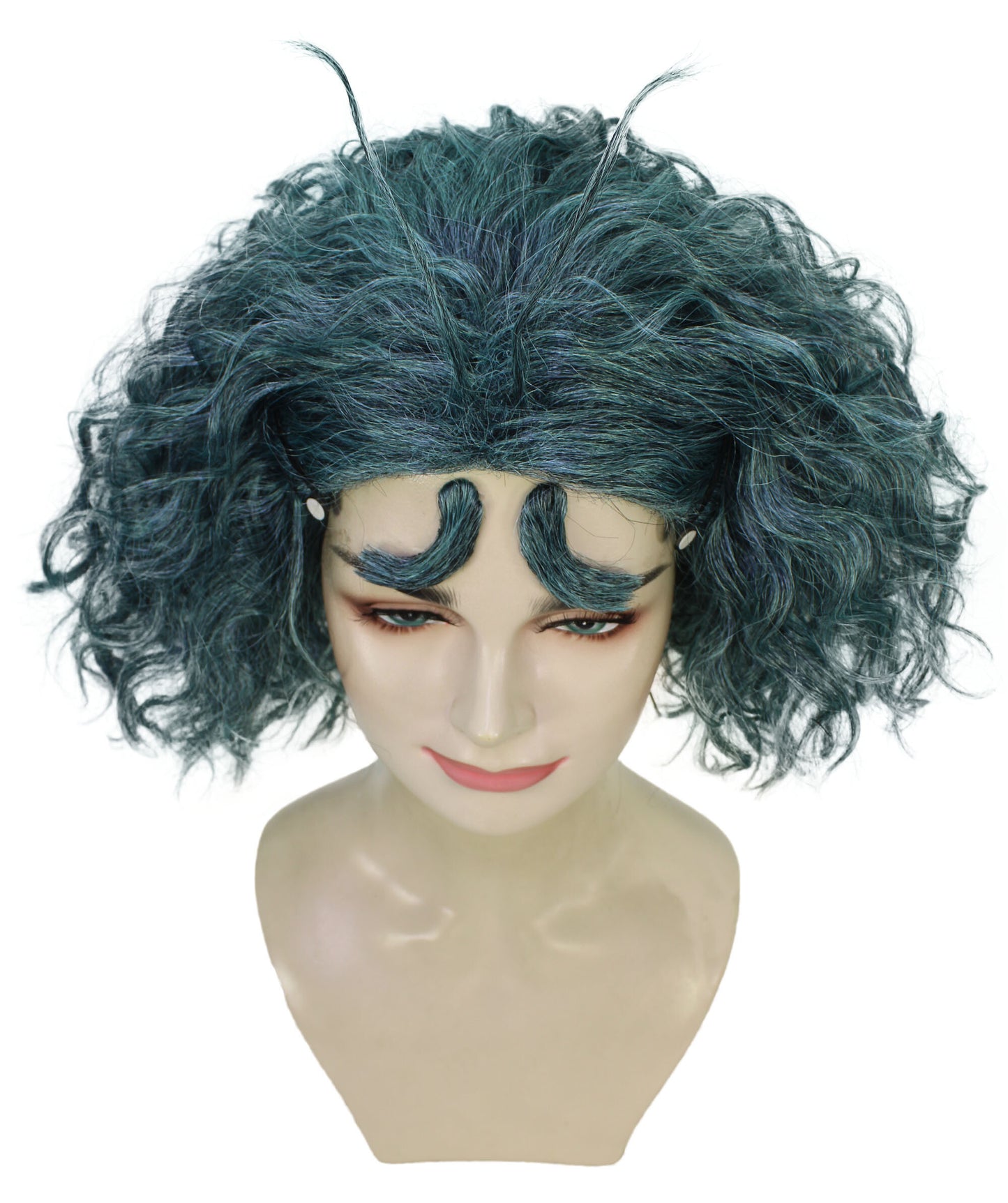 HPO Women's Animated Movie Character Emotion Blue Short Wig | Flame-retardant Synthetic Fiber