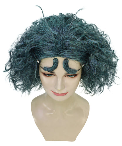 HPO Women's Animated Movie Character Emotion Blue Short Wig | Flame-retardant Synthetic Fiber