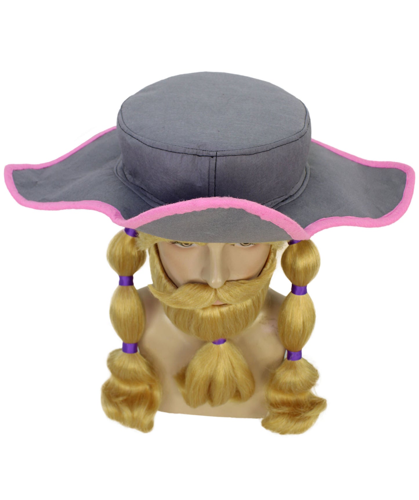 HPO Men's Pirate Cartoon Character Blonde Wigs Set with Accessory | Flame-retardant Synthetic Fiber