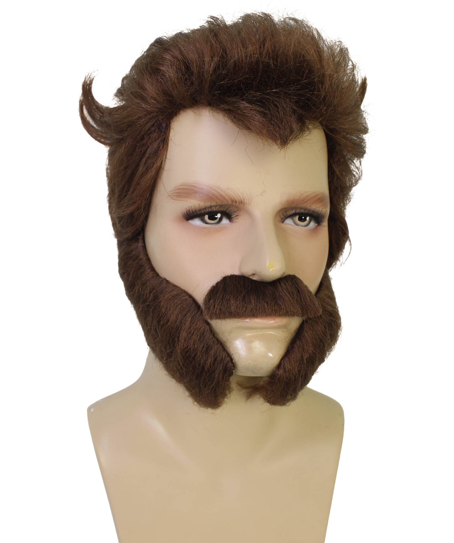 HPO Famous Movie Character Brown Wig and Beard Set | Flame-retardant Synthetic Fiber