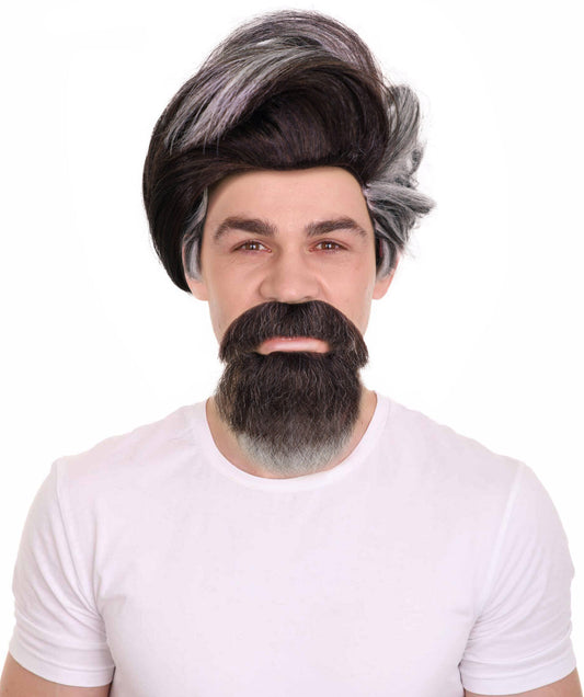 HPO Men Warrior Minstrel Wig and Moustache & Beard set For Party and halloween, Made of Synthetic Fiber