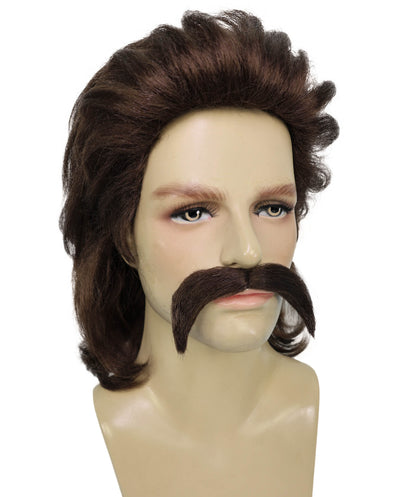 HPO Adult Men Marie Antoinette French Colonial Wig with Mustache Light Gold - Wavy Wig Perfect for Parties Theatrical Performances and Historical Events