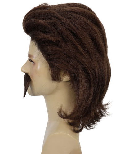 HPO Adult Men Marie Antoinette French Colonial Wig with Mustache Light Gold - Wavy Wig Perfect for Parties Theatrical Performances and Historical Events