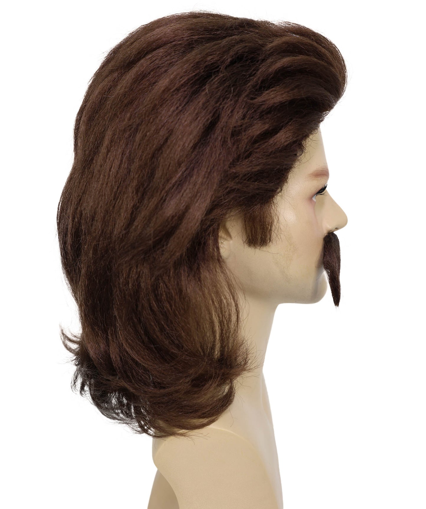 HPO Adult Men Marie Antoinette French Colonial Wig with Mustache Light Gold - Wavy Wig Perfect for Parties Theatrical Performances and Historical Events