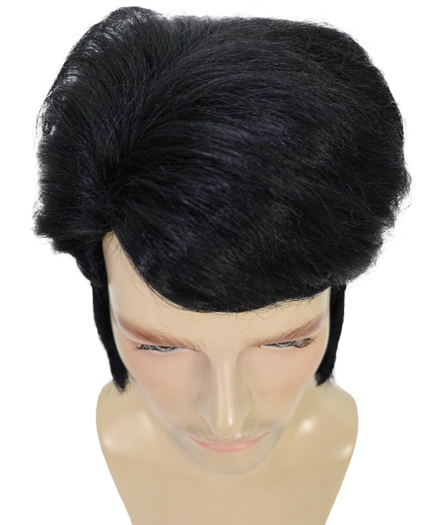 HPO Adult Black Elvis Wig for Men - Retro Rock 'n' Roll Costume Accessory Perfect for Parties Halloween and Cosplay Retro Style.
