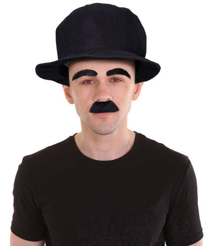HPO Adult Black Elvis Mustache, Eyebrow, and Cap Set for Men - Retro  Look Perfect for Parties Cosplay and Halloween Retro Style.