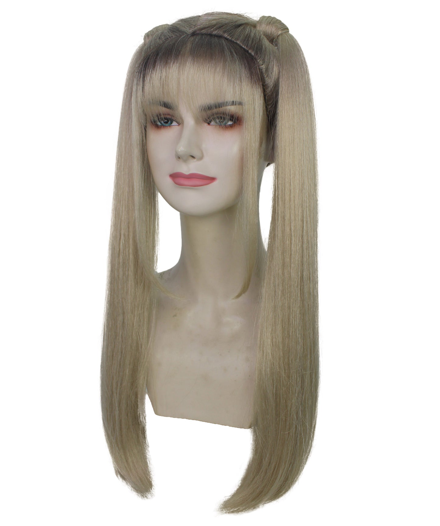 HPO Women Chic 90s Pop Star Wig Multiple Bun Style with Flirty Flair and Retro Appeal, Premium Breathable Capless Cap