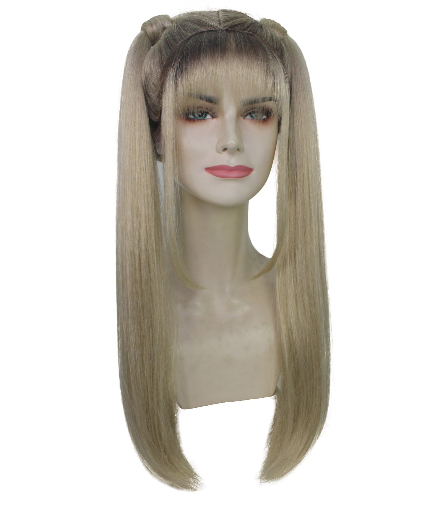 HPO Women Chic 90s Pop Star Wig Multiple Bun Style with Flirty Flair and Retro Appeal, Premium Breathable Capless Cap