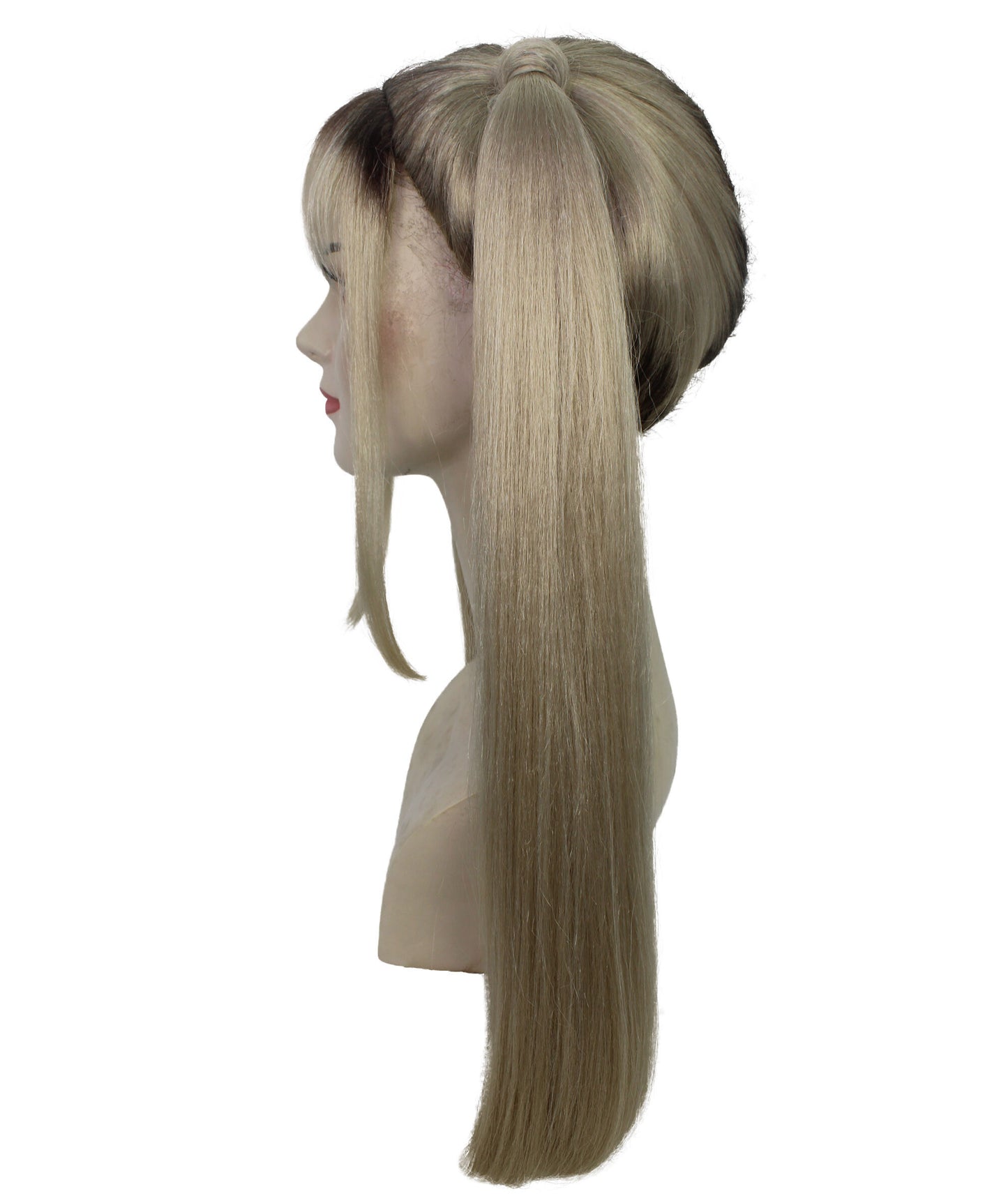 HPO Women Chic 90s Pop Star Wig Multiple Bun Style with Flirty Flair and Retro Appeal, Premium Breathable Capless Cap