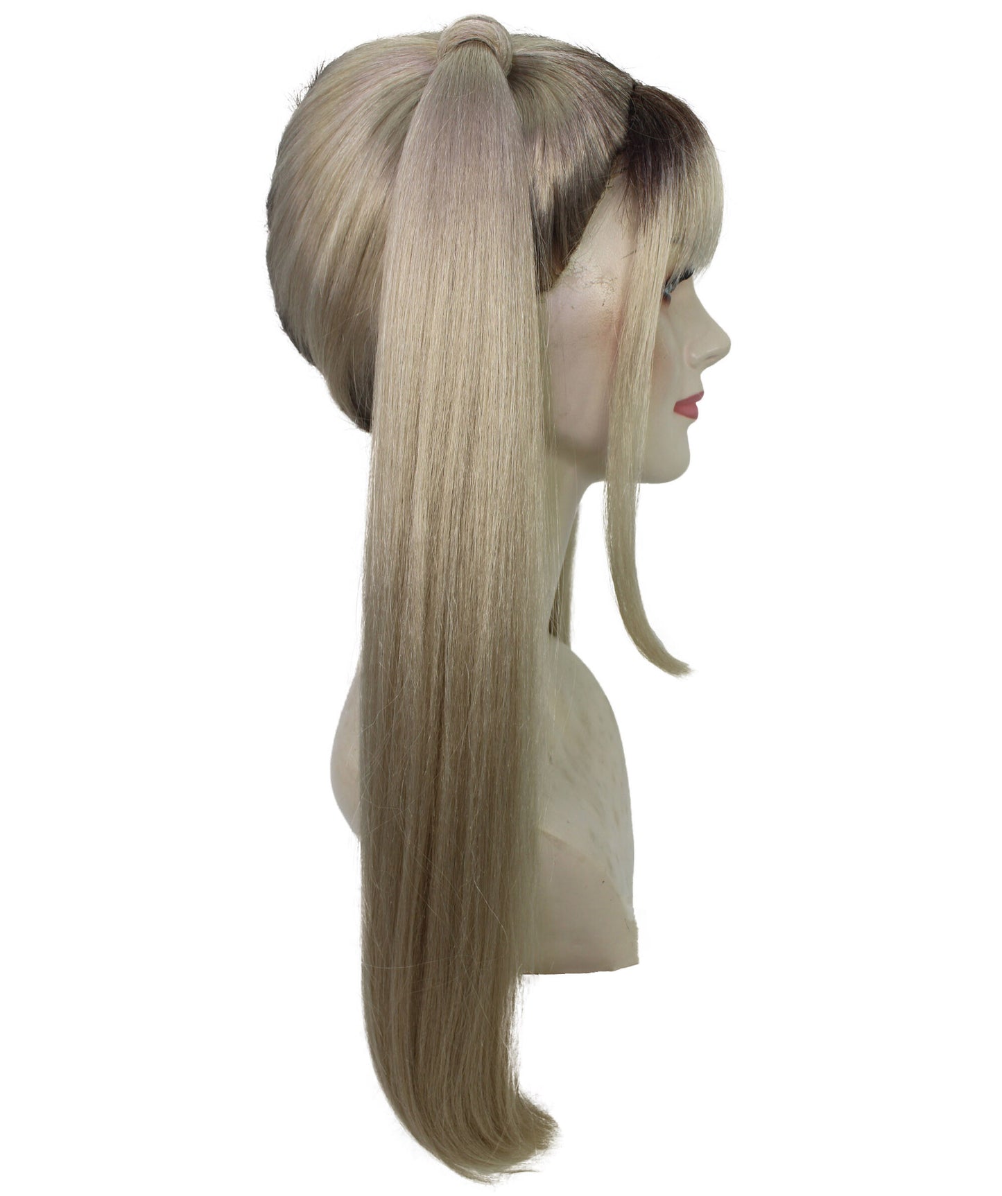 HPO Women Chic 90s Pop Star Wig Multiple Bun Style with Flirty Flair and Retro Appeal, Premium Breathable Capless Cap