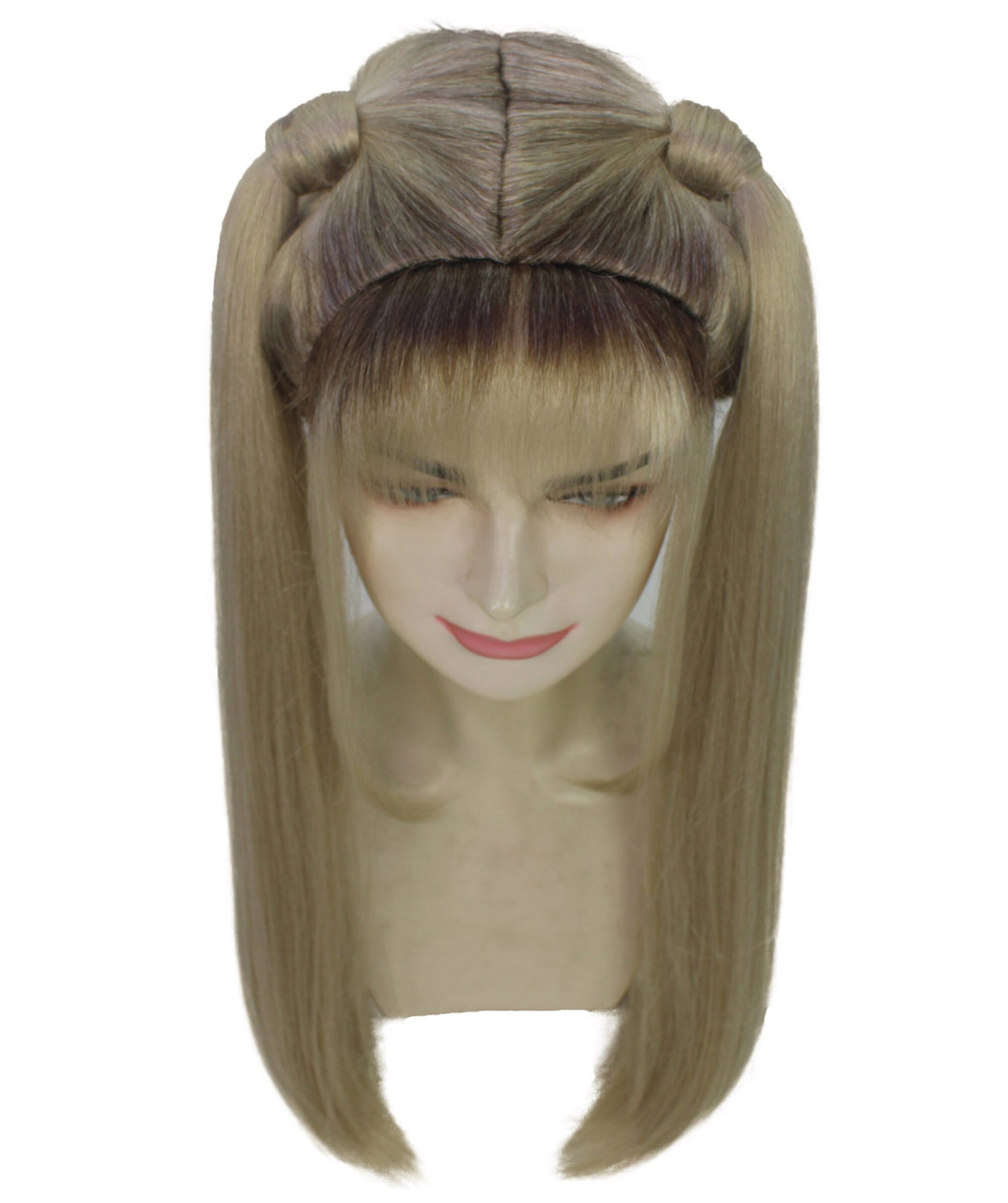 HPO Women Chic 90s Pop Star Wig Multiple Bun Style with Flirty Flair and Retro Appeal, Premium Breathable Capless Cap