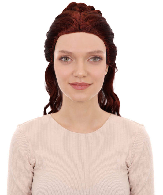 HPO Women's TV Series Action Character Brown Medium Length Wavy Wig | Halloween Wig | Flame-retardant Synthetic Fiber