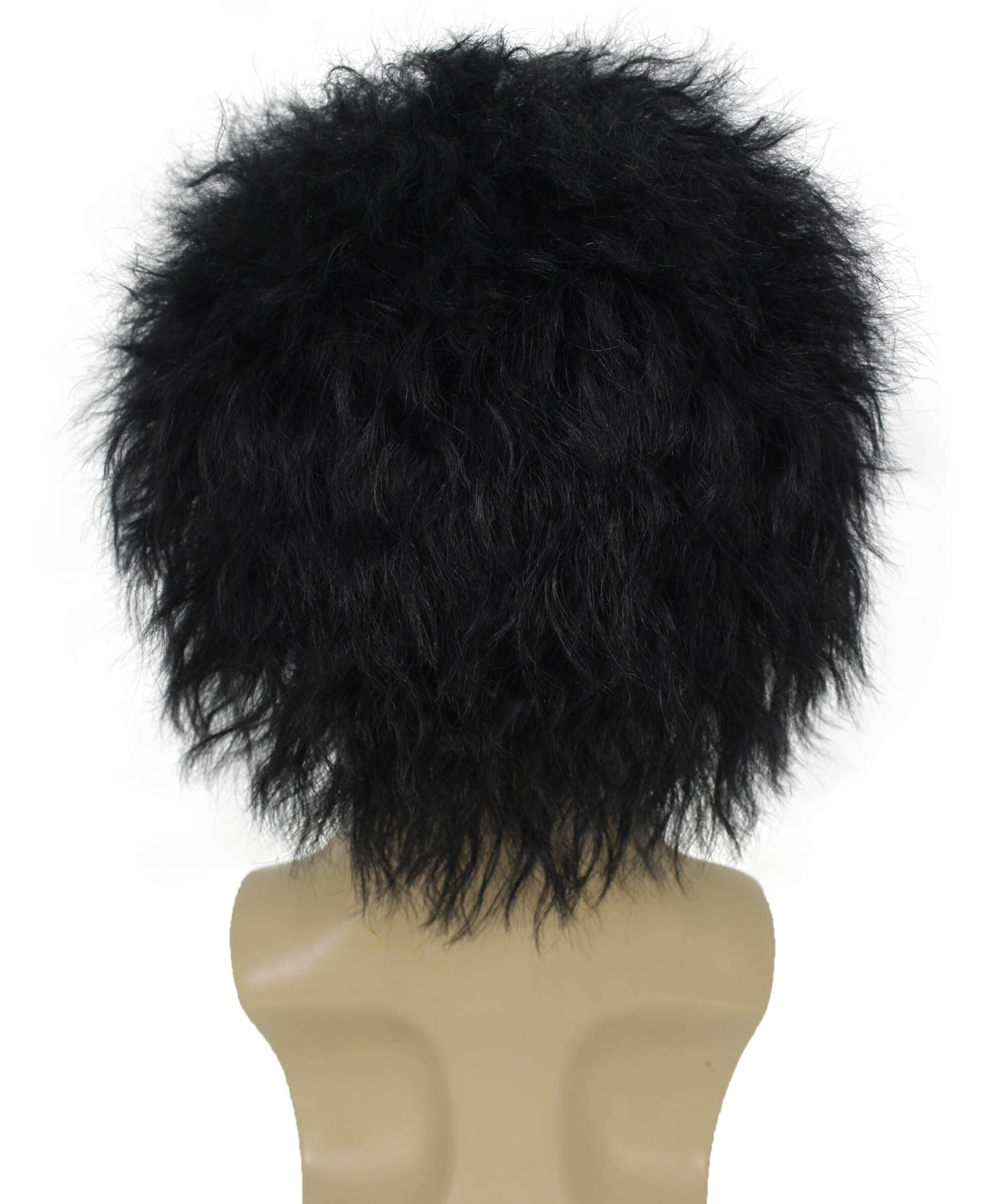 HPO Men "s Short Black Curly Video Gaming Wig  | Halloween Wig | Flame-retardant Synthetic Fiber