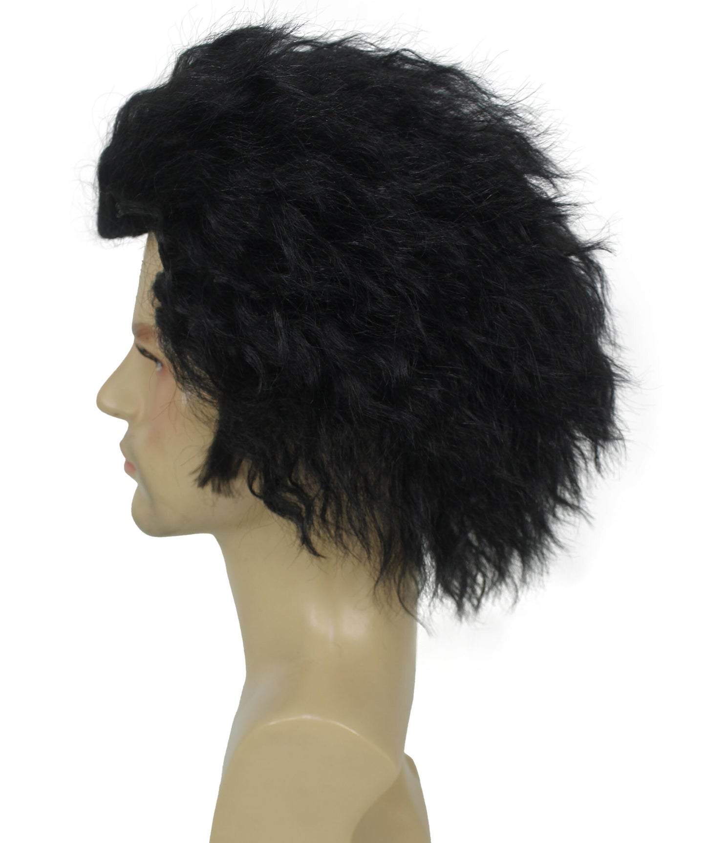 HPO Men "s Short Black Curly Video Gaming Wig  | Halloween Wig | Flame-retardant Synthetic Fiber