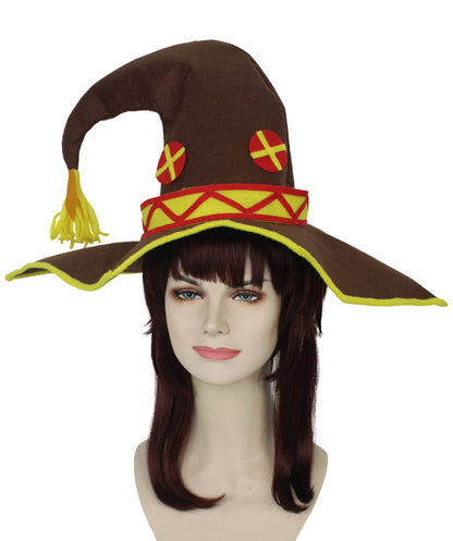 HPO Megumin Wizard Hat from Konosuba Wig | God's Blessing on This Wonderful World | Perfect Accessory for Cosplay and Anime Events | Good-Quality Material, Adjustable Size