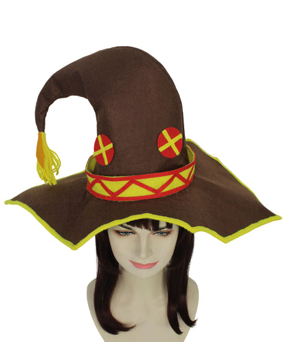 HPO Megumin Wizard Hat from Konosuba Wig | God's Blessing on This Wonderful World | Perfect Accessory for Cosplay and Anime Events | Good-Quality Material, Adjustable Size