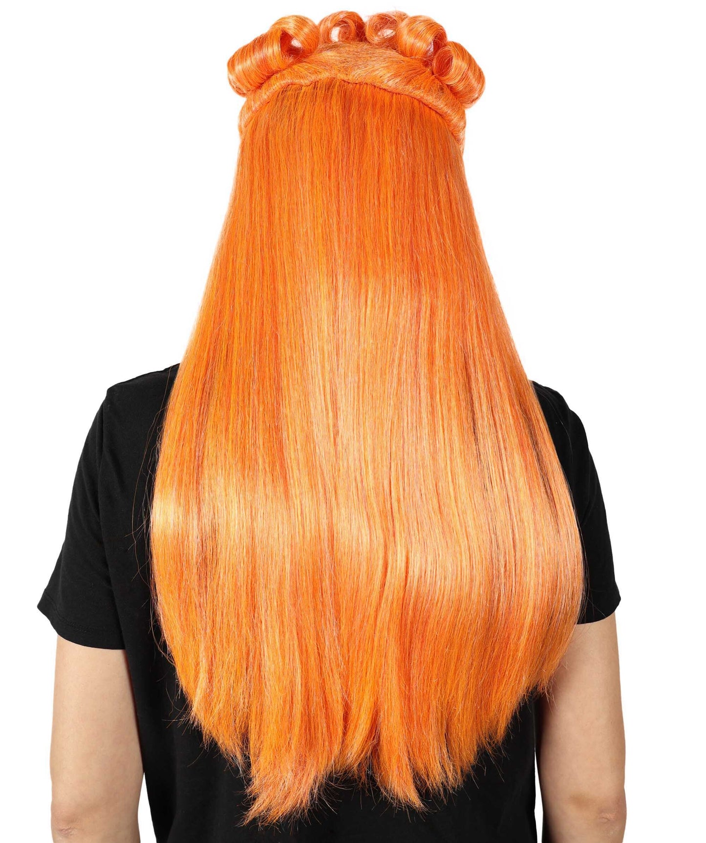 HPO Women Megan Thee Stallion Long Straight Orange Wigs, Premium Breathable Capless Cap with Flame Retardant Synthetic Fiber Hair