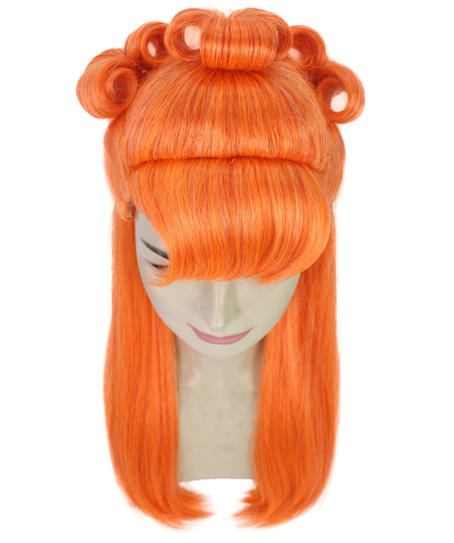 HPO Women Megan Thee Stallion Long Straight Orange Wigs, Premium Breathable Capless Cap with Flame Retardant Synthetic Fiber Hair