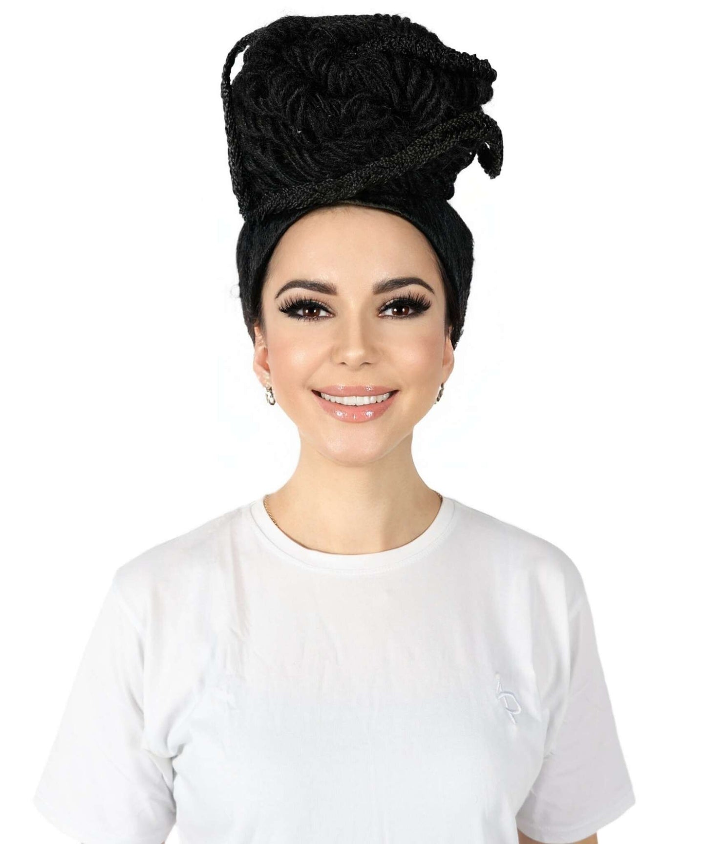 HPO Women's Lupita Nyong'o long Curly Black Wig, Costume and Halloween Accessory, Premium Breathable Capless Cap with Flame Retardant Synthetic Fiber Hair