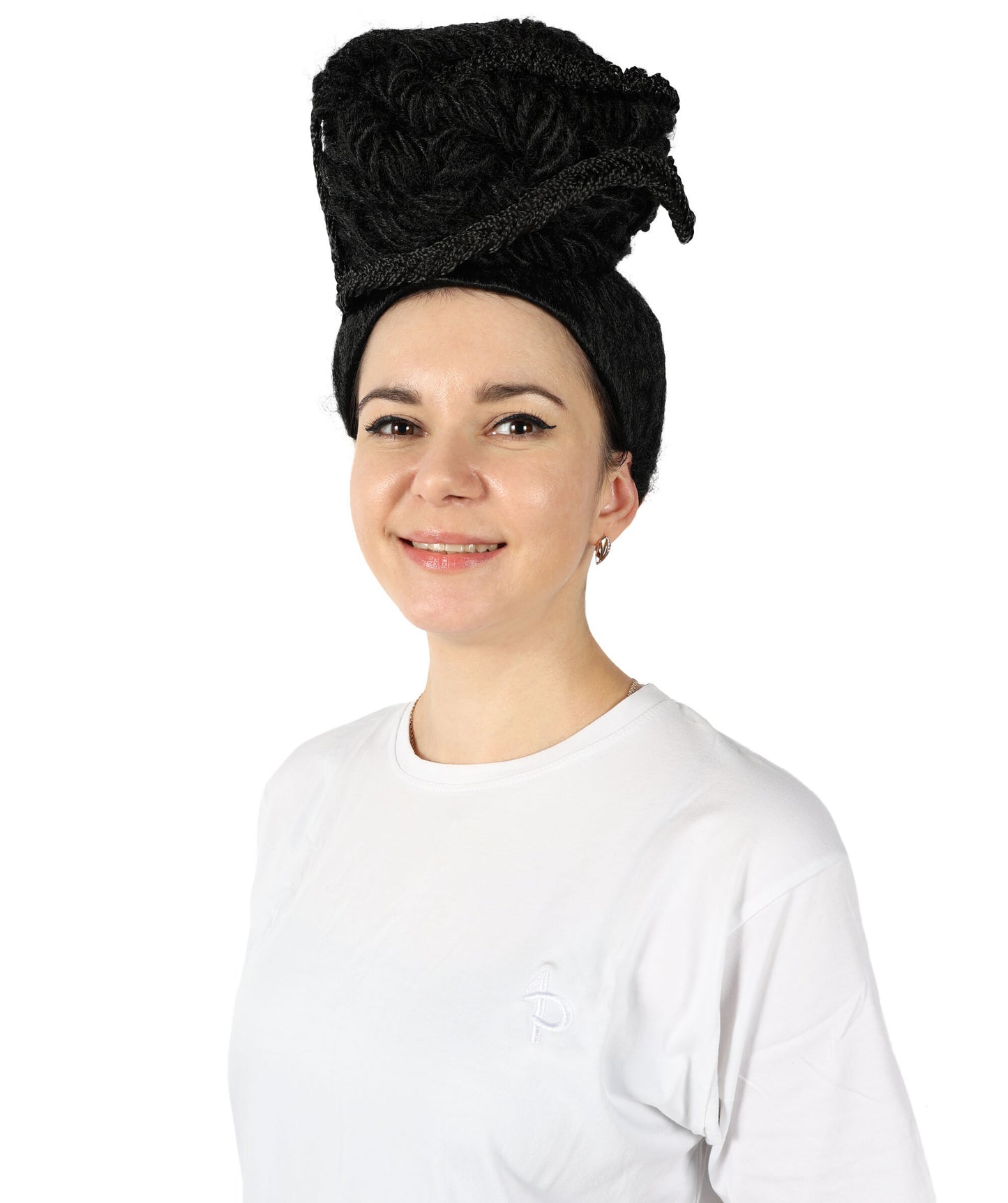 HPO Women's Lupita Nyong'o long Curly Black Wig, Costume and Halloween Accessory, Premium Breathable Capless Cap with Flame Retardant Synthetic Fiber Hair