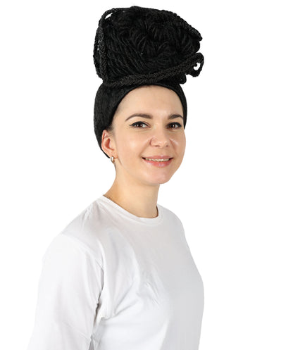 HPO Women's Lupita Nyong'o long Curly Black Wig, Costume and Halloween Accessory, Premium Breathable Capless Cap with Flame Retardant Synthetic Fiber Hair