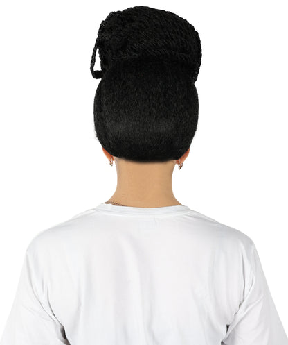 HPO Women's Lupita Nyong'o long Curly Black Wig, Costume and Halloween Accessory, Premium Breathable Capless Cap with Flame Retardant Synthetic Fiber Hair