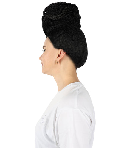 HPO Women's Lupita Nyong'o long Curly Black Wig, Costume and Halloween Accessory, Premium Breathable Capless Cap with Flame Retardant Synthetic Fiber Hair