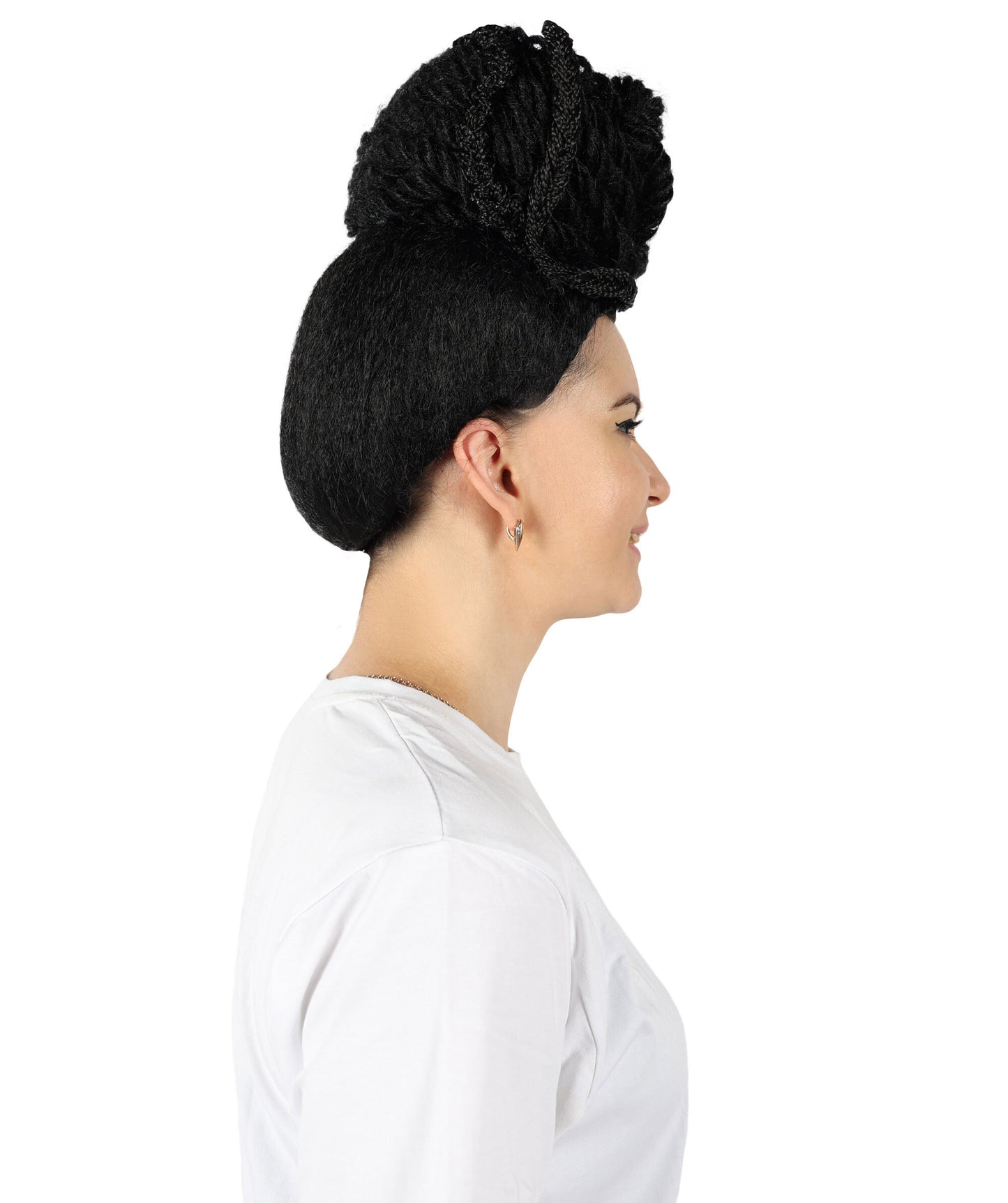 HPO Women's Lupita Nyong'o long Curly Black Wig, Costume and Halloween Accessory, Premium Breathable Capless Cap with Flame Retardant Synthetic Fiber Hair