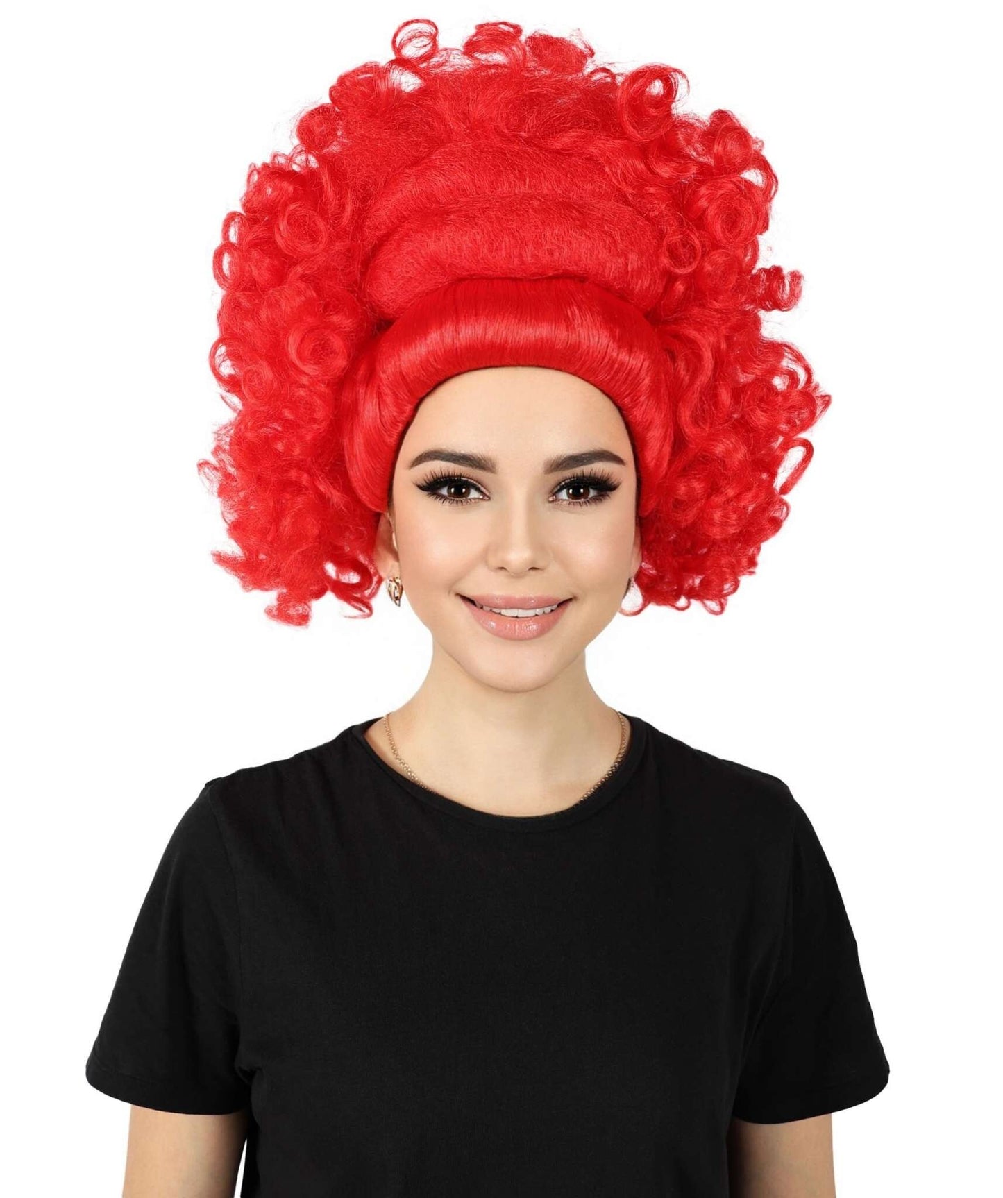 HPO Women’s Bold Voluminous Red Sculpted Curly Wig | Cosplay Wig | Flame-retardant Synthetic Fiber