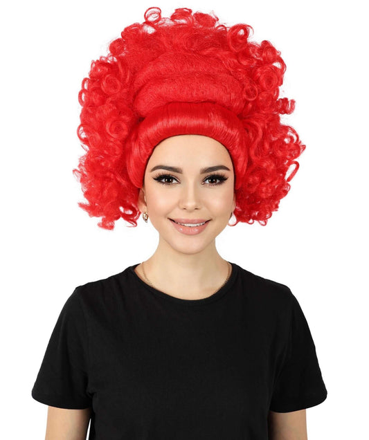 HPO Women’s Bold Voluminous Red Sculpted Curly Wig | Cosplay Wig | Flame-retardant Synthetic Fiber