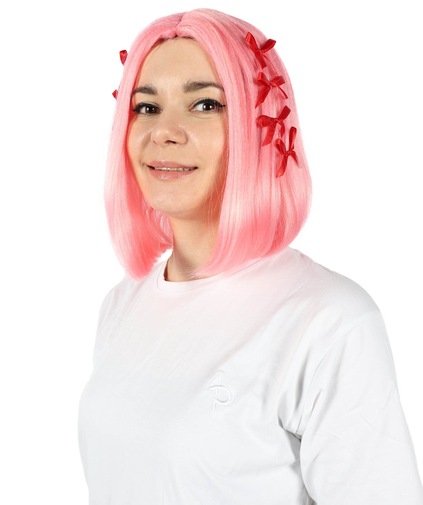HPO Lakeyah Pink Wigs for Women - Sleek Short Straight Hairstyle Costume Accessory, Premium Breathable Capless Cap with Flame Retardant Synthetic Fiber Hair