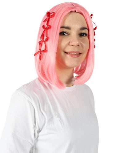 HPO Lakeyah Pink Wigs for Women - Sleek Short Straight Hairstyle Costume Accessory, Premium Breathable Capless Cap with Flame Retardant Synthetic Fiber Hair