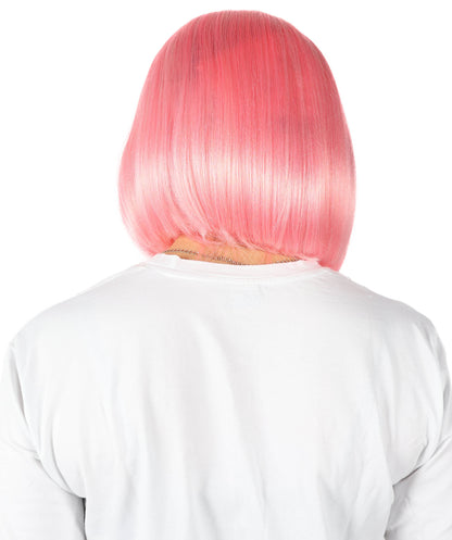 HPO Lakeyah Pink Wigs for Women - Sleek Short Straight Hairstyle Costume Accessory, Premium Breathable Capless Cap with Flame Retardant Synthetic Fiber Hair