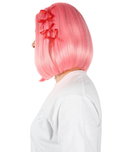 HPO Lakeyah Pink Wigs for Women - Sleek Short Straight Hairstyle Costume Accessory, Premium Breathable Capless Cap with Flame Retardant Synthetic Fiber Hair
