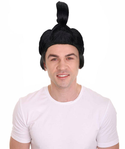 HPO Men Punk Iroquois Wig, Black & Vibrant Colors, Spiky Mohawk Costume Wig, Premium Breathable Capless Cap with Flame Retardant Synthetic Fiber Hair