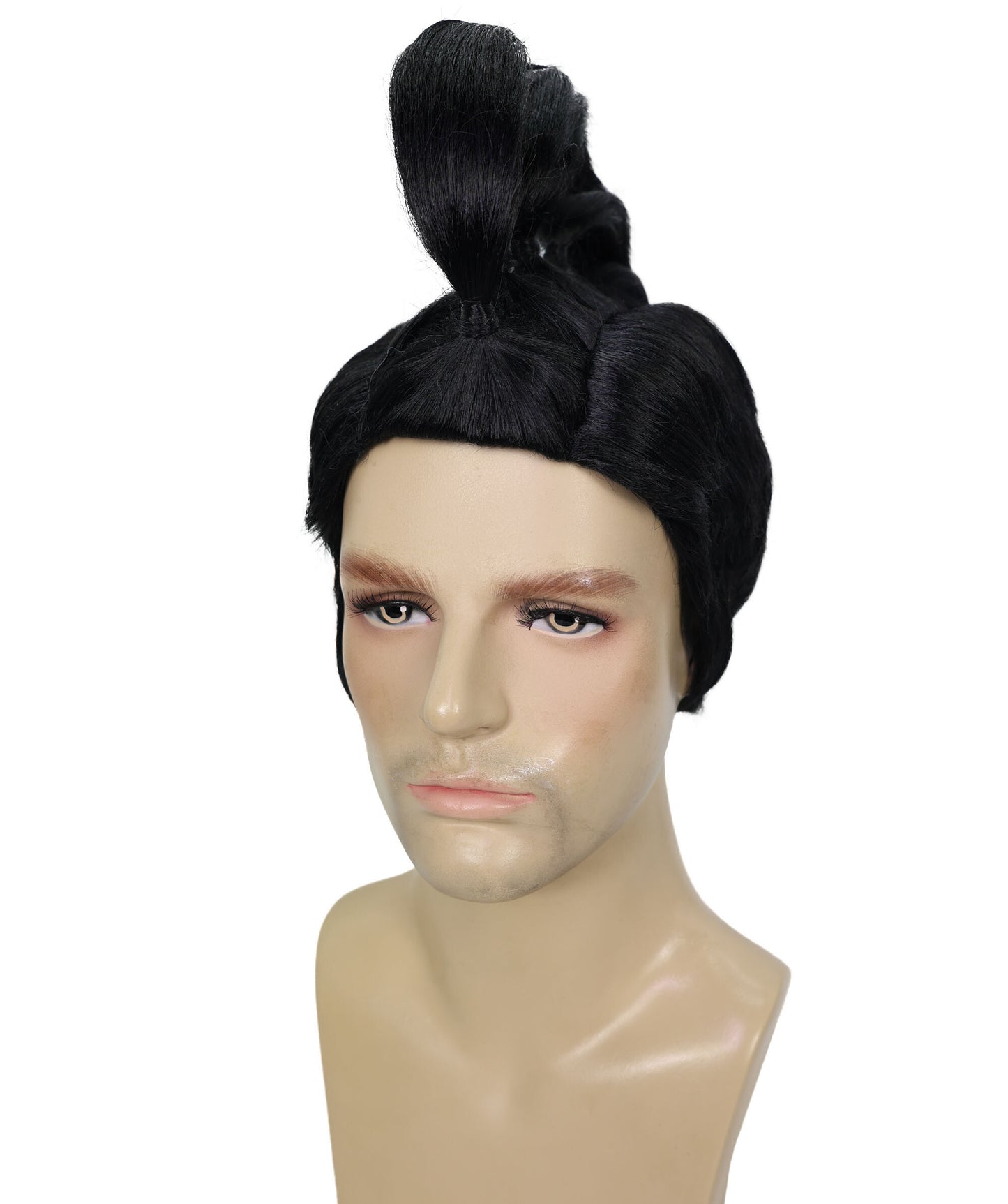 HPO Men Punk Iroquois Wig, Black & Vibrant Colors, Spiky Mohawk Costume Wig, Premium Breathable Capless Cap with Flame Retardant Synthetic Fiber Hair