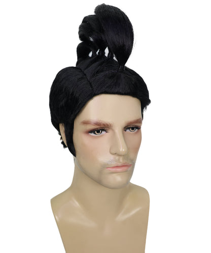 HPO Men Punk Iroquois Wig, Black & Vibrant Colors, Spiky Mohawk Costume Wig, Premium Breathable Capless Cap with Flame Retardant Synthetic Fiber Hair