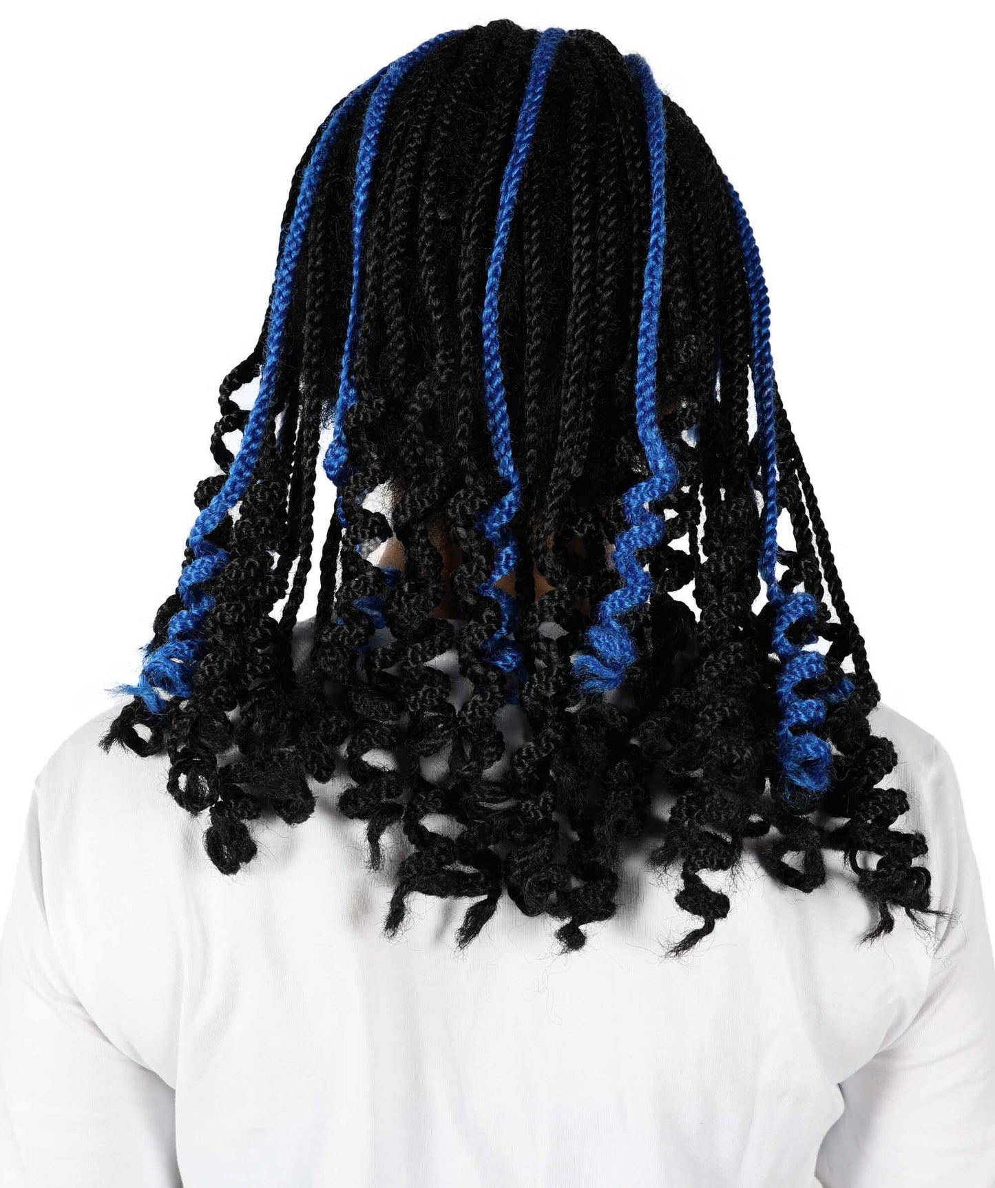HPO Wowmen Cleopatra Braid Black and Blue Wig , Crocheted Style Iconic Look, Perfect for Cosplay Halloween and Themed Parties,Premium Breathable Capless Cap with Flame Retardant Synthetic Fiber Hair