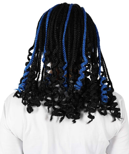 HPO Wowmen Cleopatra Braid Black and Blue Wig , Crocheted Style Iconic Look, Perfect for Cosplay Halloween and Themed Parties,Premium Breathable Capless Cap with Flame Retardant Synthetic Fiber Hair