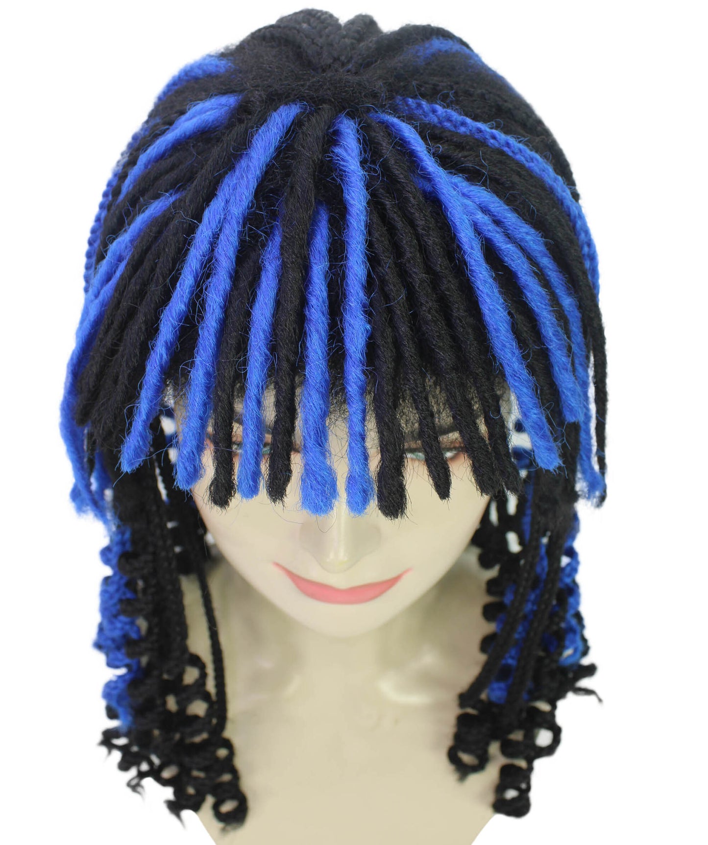 HPO Wowmen Cleopatra Braid Black and Blue Wig , Crocheted Style Iconic Look, Perfect for Cosplay Halloween and Themed Parties,Premium Breathable Capless Cap with Flame Retardant Synthetic Fiber Hair